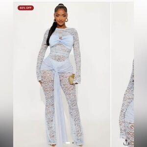 Fashion Nova Light Blue Lace set